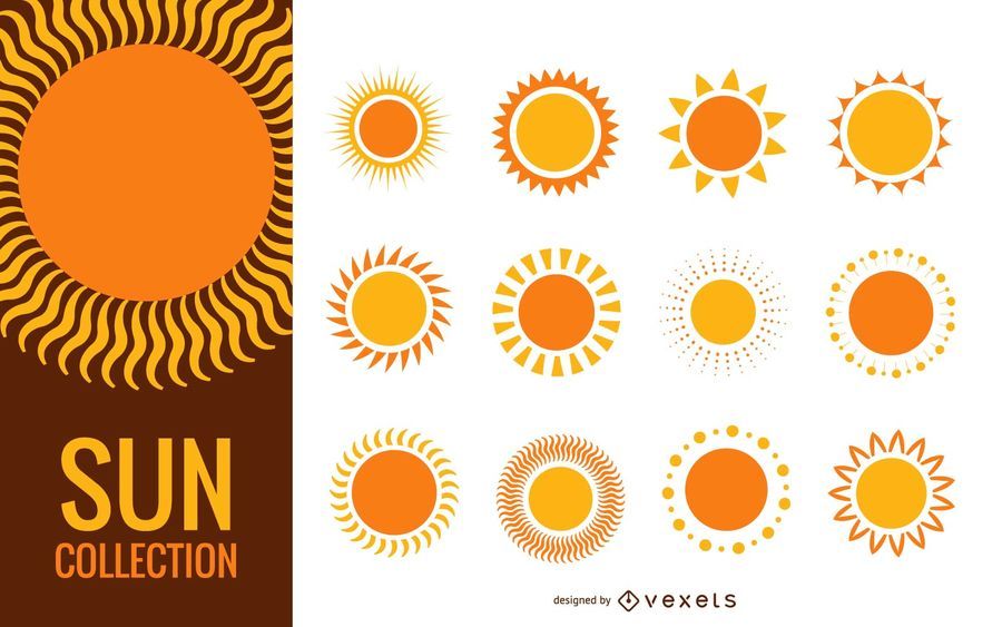 Coleção de ilustração de sol divertido Coleção de ilustração de sol divertido