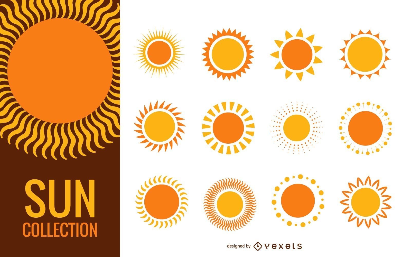 Coleção divertida de ilustração do sol