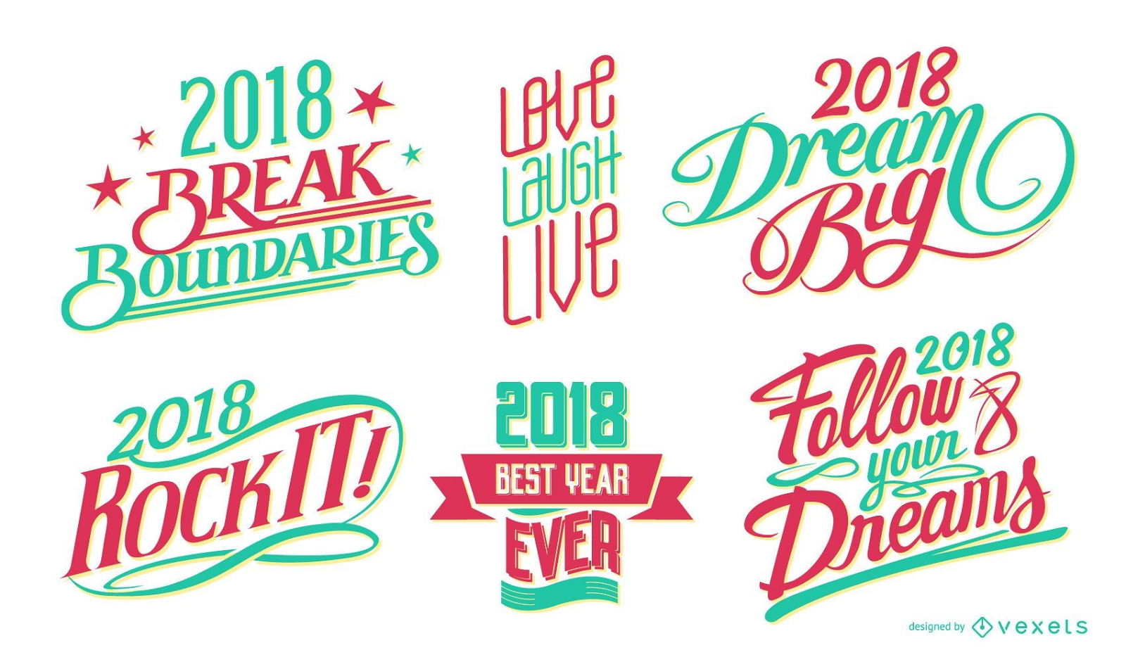 2018 New Year lettering badges