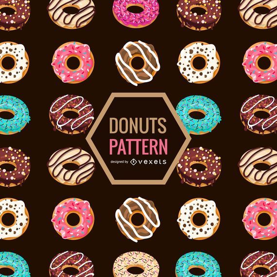 Flat illustrated seamless donuts pattern Flat illustrated seamless donuts pattern