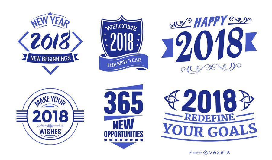 2018 New Year badges set 2018 New Year badges set