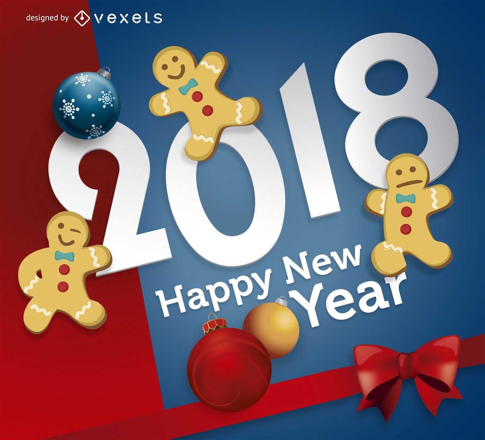 P?ster festivo de ano novo 2018