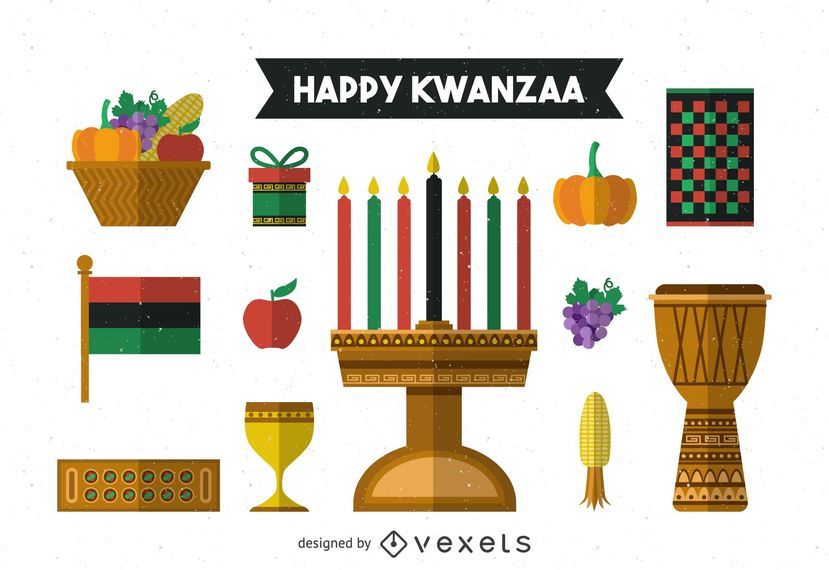 Flat Kwanzaa element set Flat Kwanzaa element set