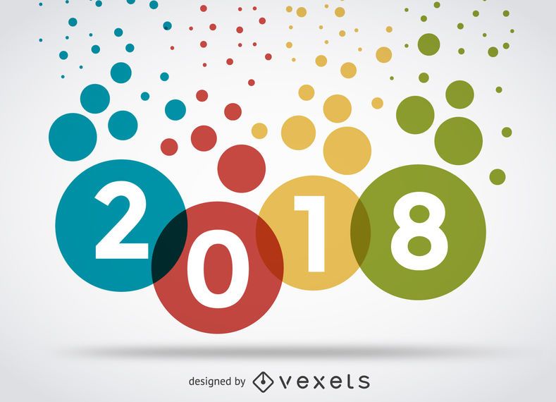 Buntes Zeichen mit 2018 Punkten Buntes Zeichen mit 2018 Punkten