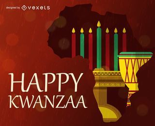 Cartão feliz Kwanzaa com elementos tradicionais