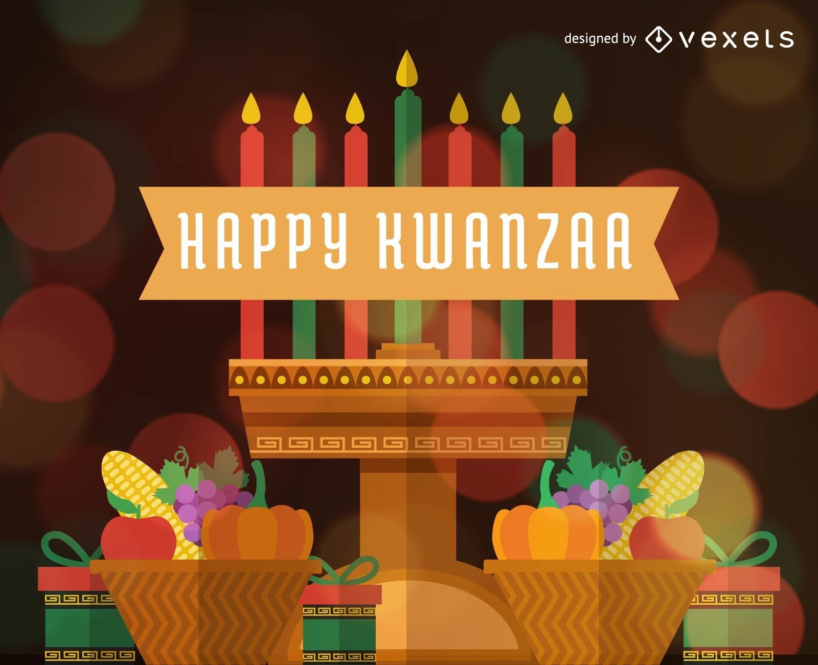 Flat Happy Kwanzaa greeting card