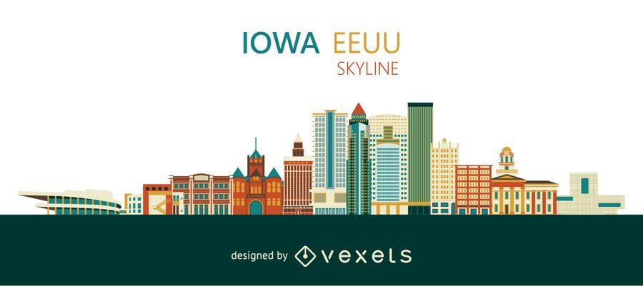 Colorful Iowa skyline design Colorful Iowa skyline design