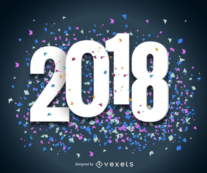 Großes Konfetti 2018 Zeichen des neuen Jahres Großes Konfetti 2018 Zeichen des neuen Jahres