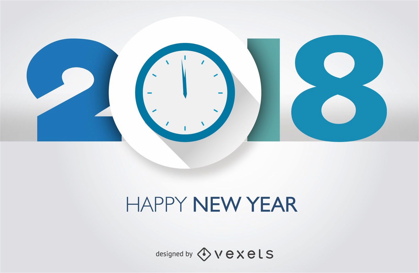 Design de Ano Novo 2018 com relógio