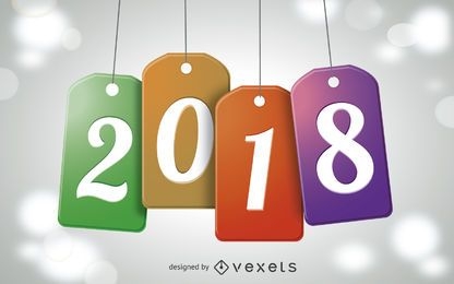 Ilustração da etiqueta de ano novo 2018