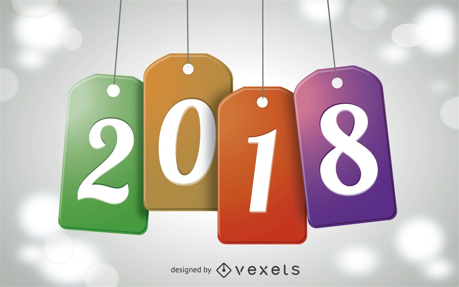 2018 New Year tag illustration