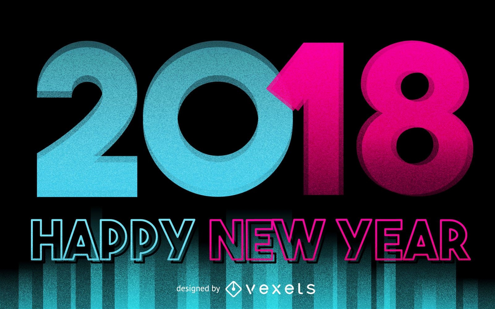 Pôster Neon 2018 de Ano Novo