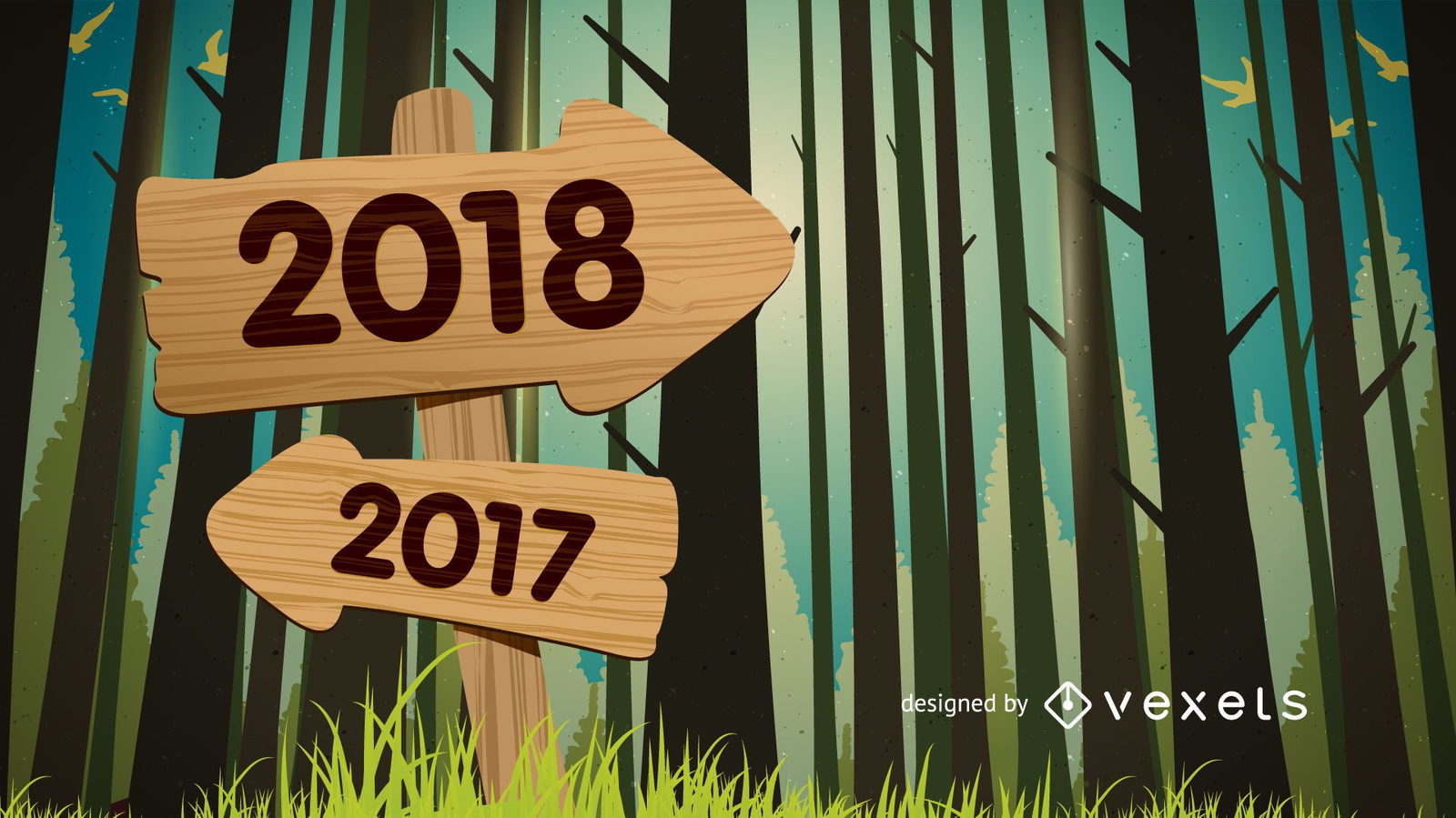 Concepto de cartel de madera de año nuevo 2018