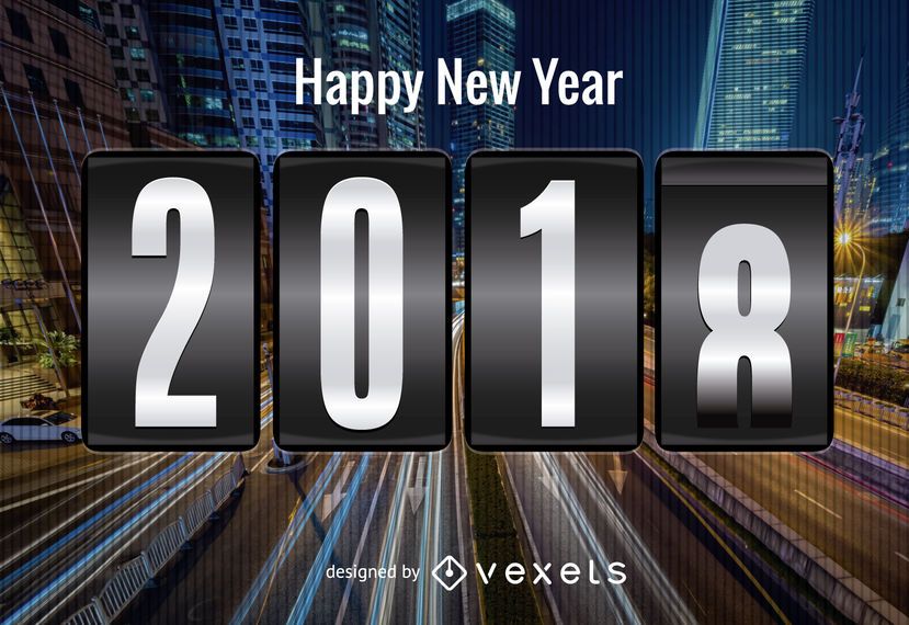 Cartaz de ano novo 2018 futurista Cartaz de ano novo 2018 futurista