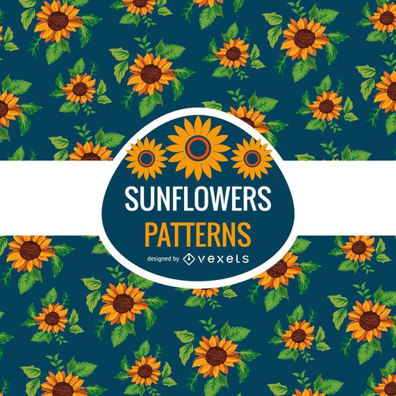 Seamless illustrated sunflowers pattern Seamless illustrated sunflowers pattern