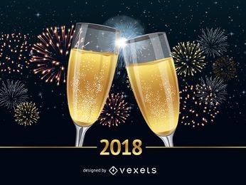 2018 New Year cheers illustration
