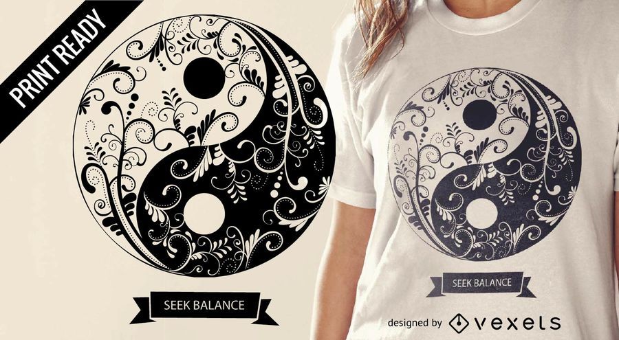 Diseño de camiseta mandala Yin Yang Diseño de camiseta mandala Yin Yang