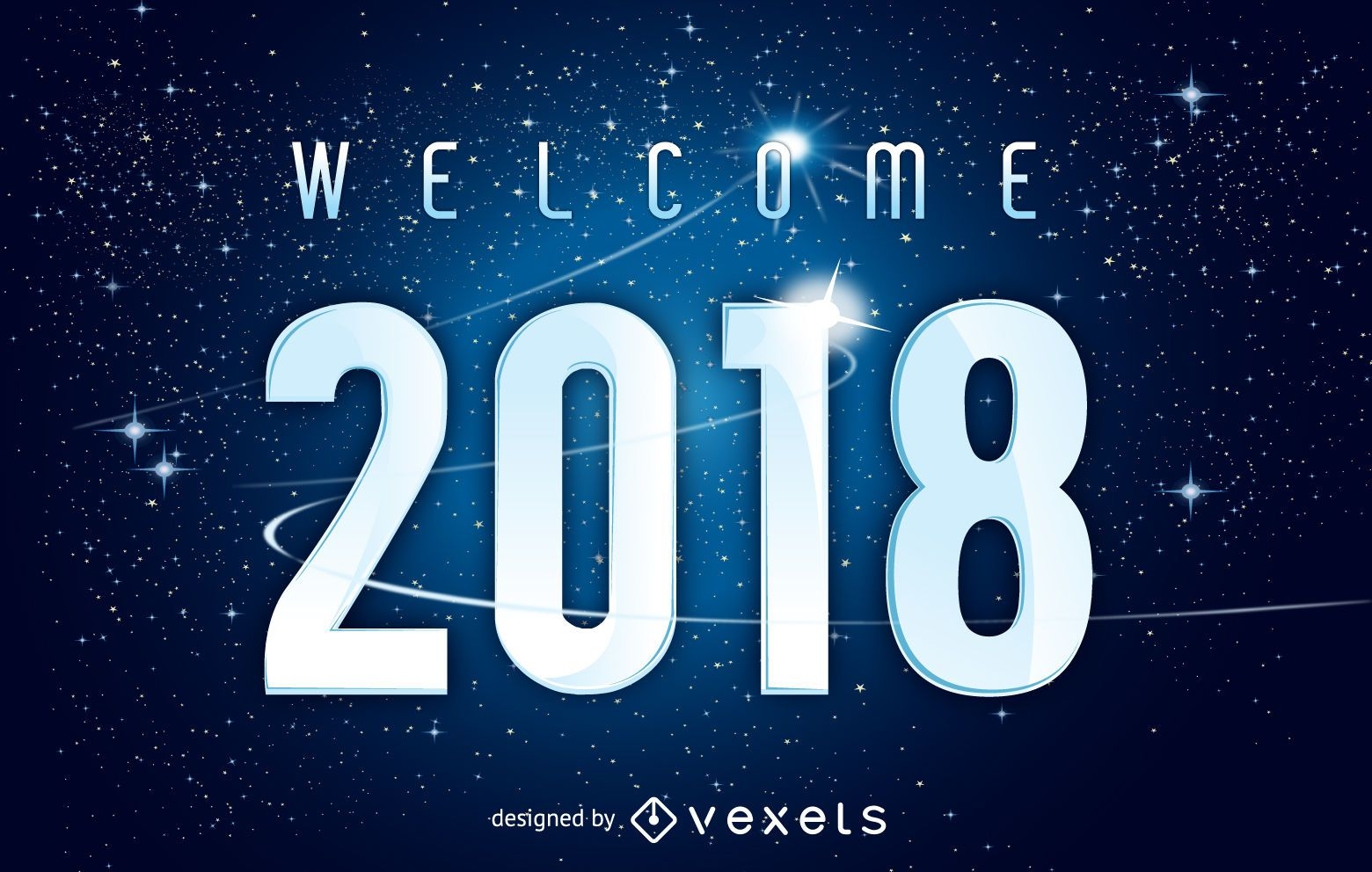 Universe welcome 2018 illustration