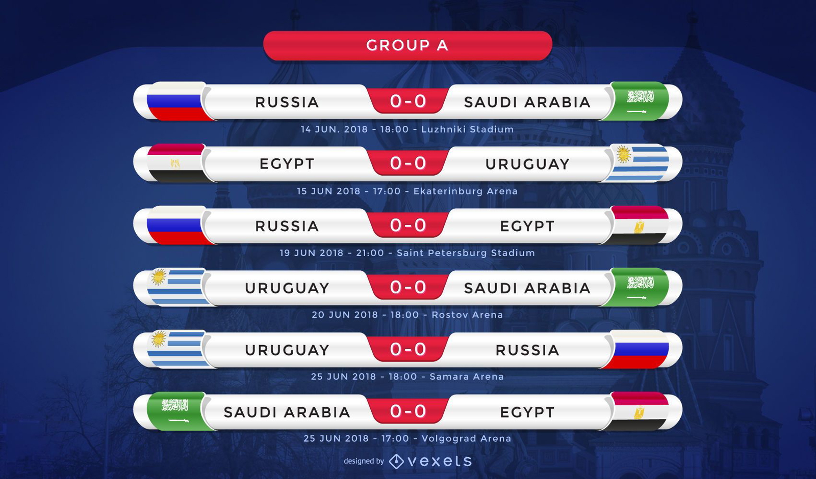 Russia 2018 Group A fixture