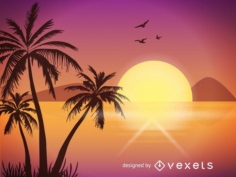 Sunset beach illustration Sunset beach illustration