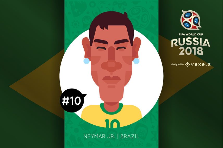 Personaje de dibujos animados Neymar Rusia 2018 Personaje de dibujos animados Neymar Rusia 2018