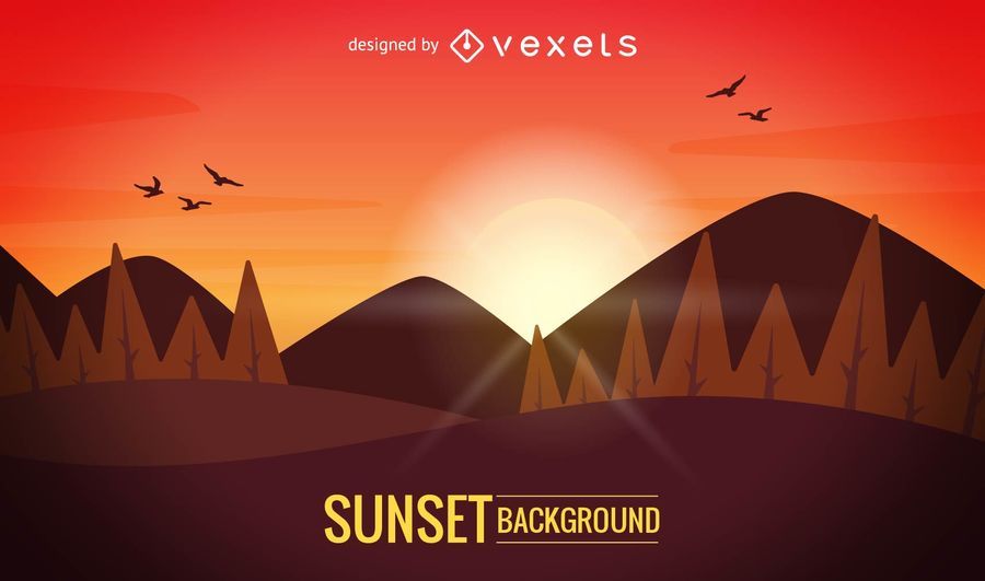 Sunset on mountains illustration Sunset on mountains illustration