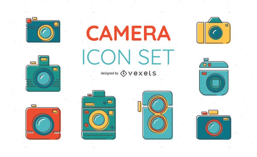 Bright colors camera icon set Bright colors camera icon set