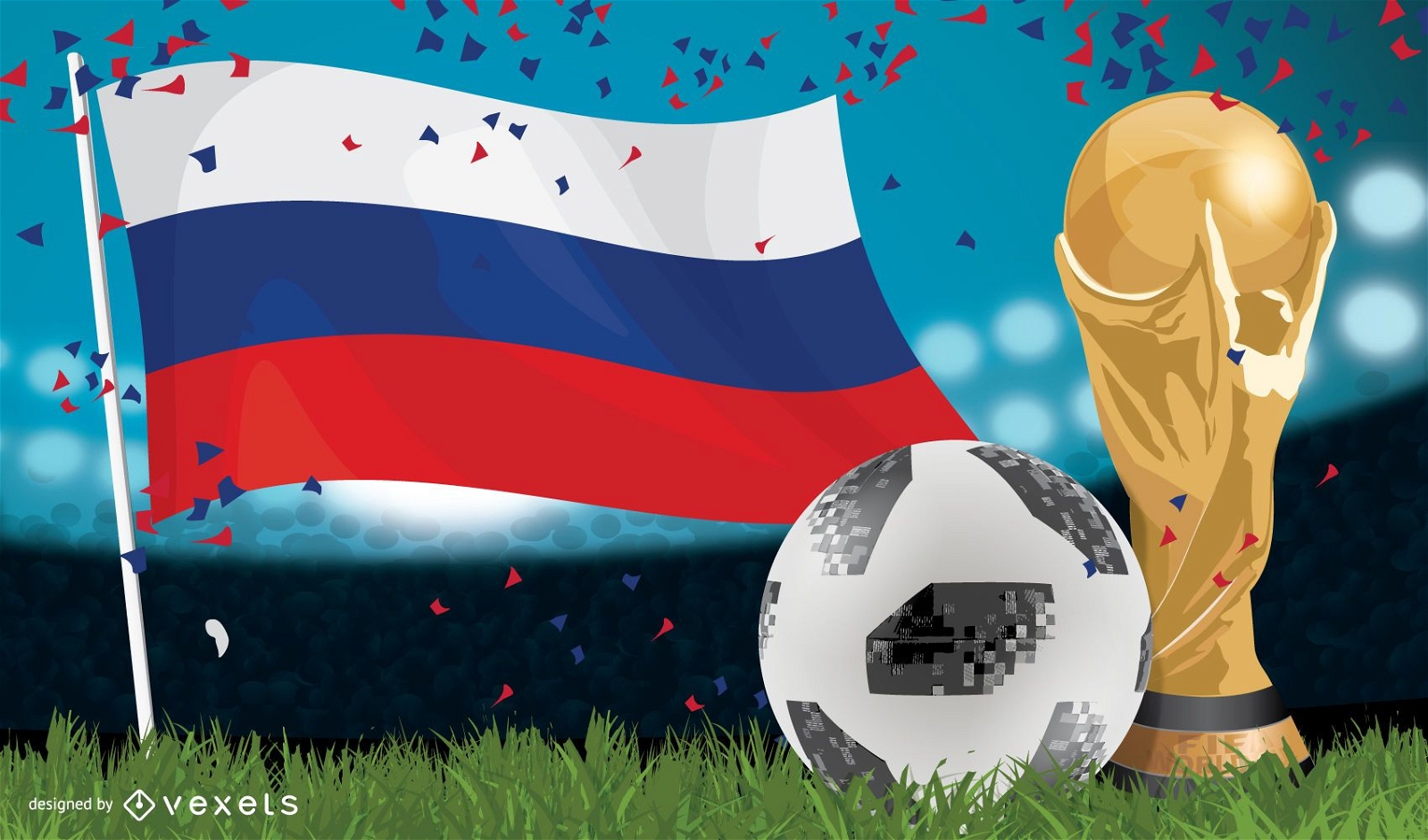 Cartaz da Rússia 2018 com copa