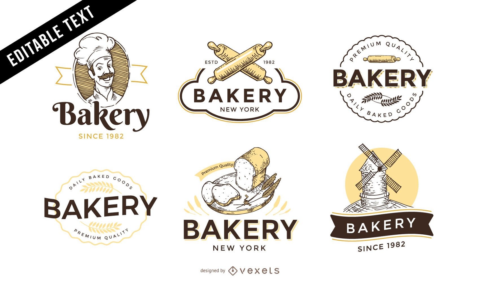 Conjunto de modelos de logotipo de padaria