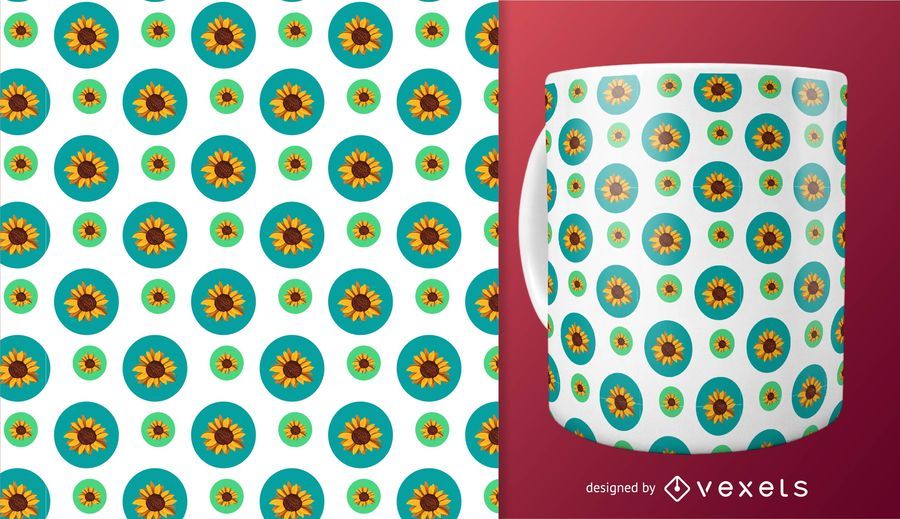 Seamless sunflower in circles pattern Seamless sunflower in circles pattern