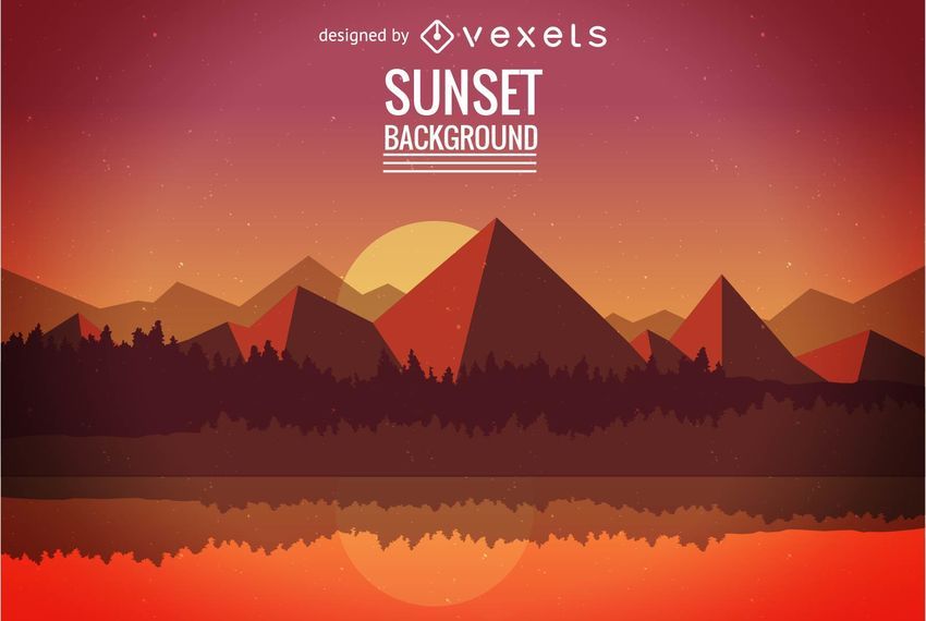 Ilustración de fondo puesta de sol plana Ilustración de fondo puesta de sol plana