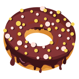 Chocolate doughnut with round sprinkles PNG Design