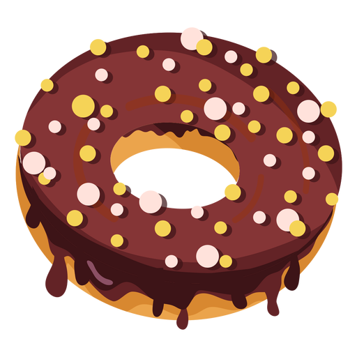 Donut de chocolate com granulado redondo