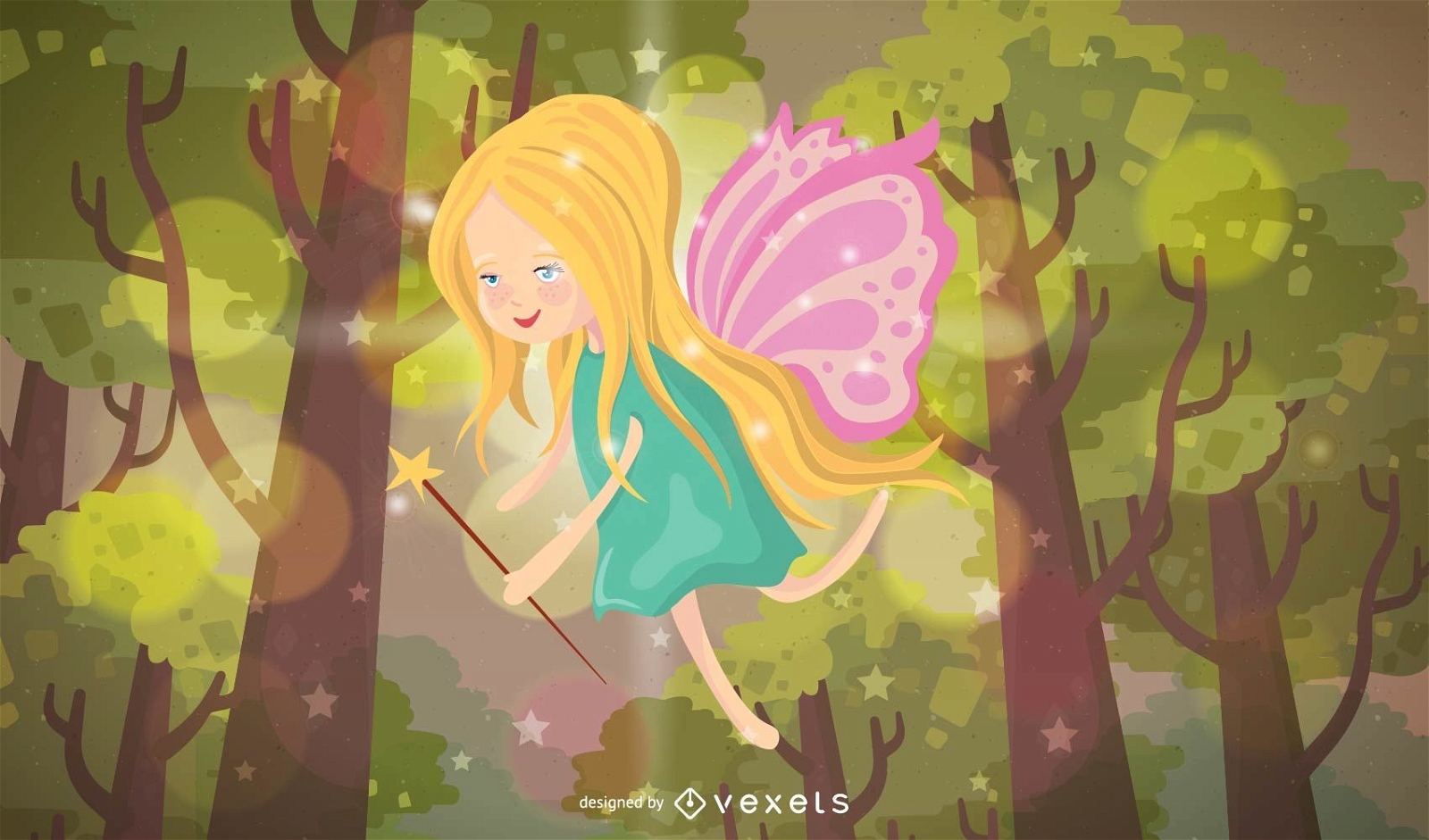 Fairy illustration on a forest