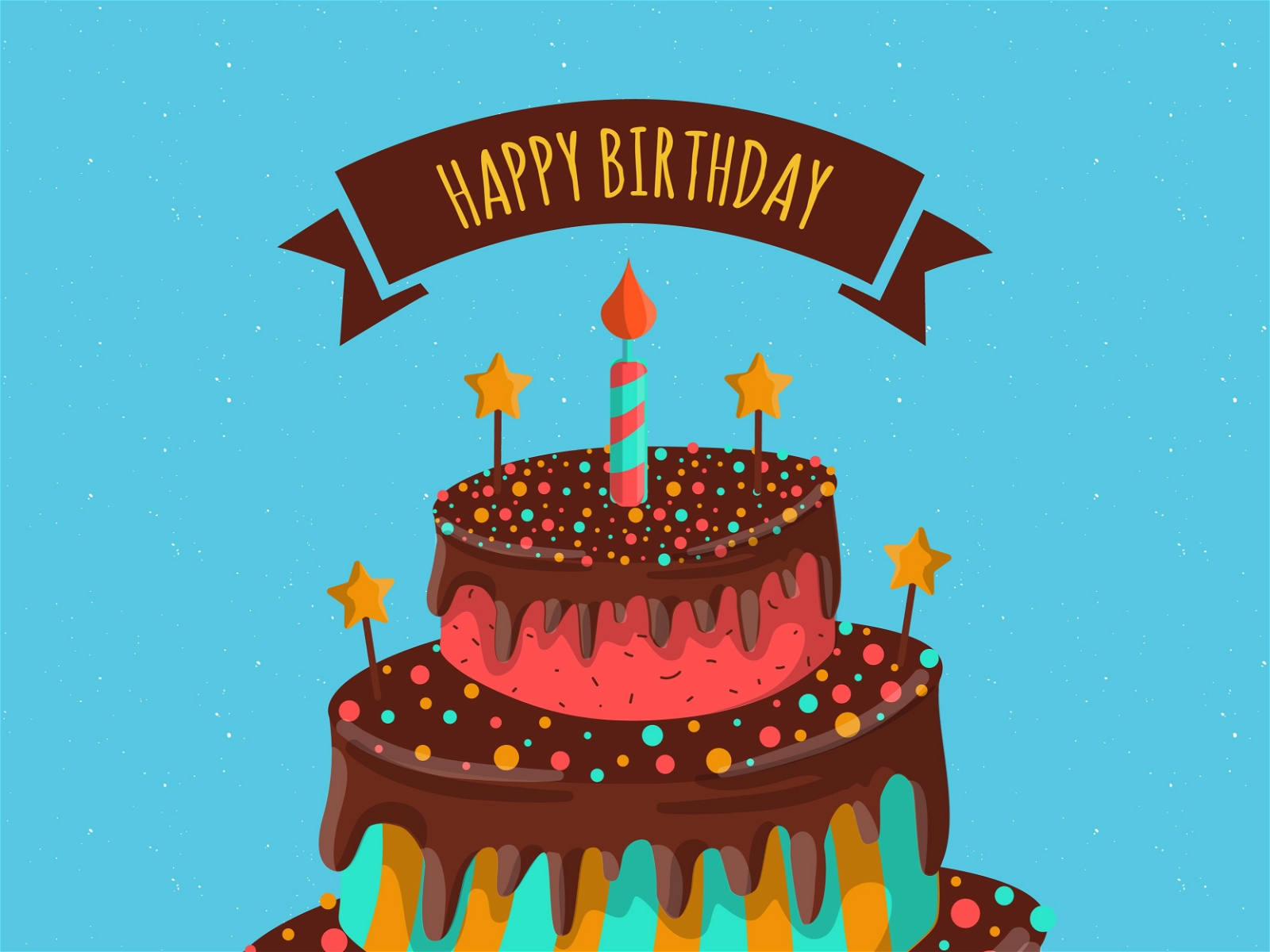 Cartão de feliz aniversário com bolo