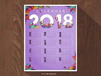 Design de calendário 2018 com polígonos
