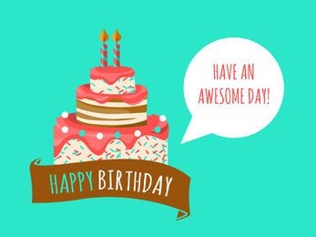 Birthday card with cake illustration