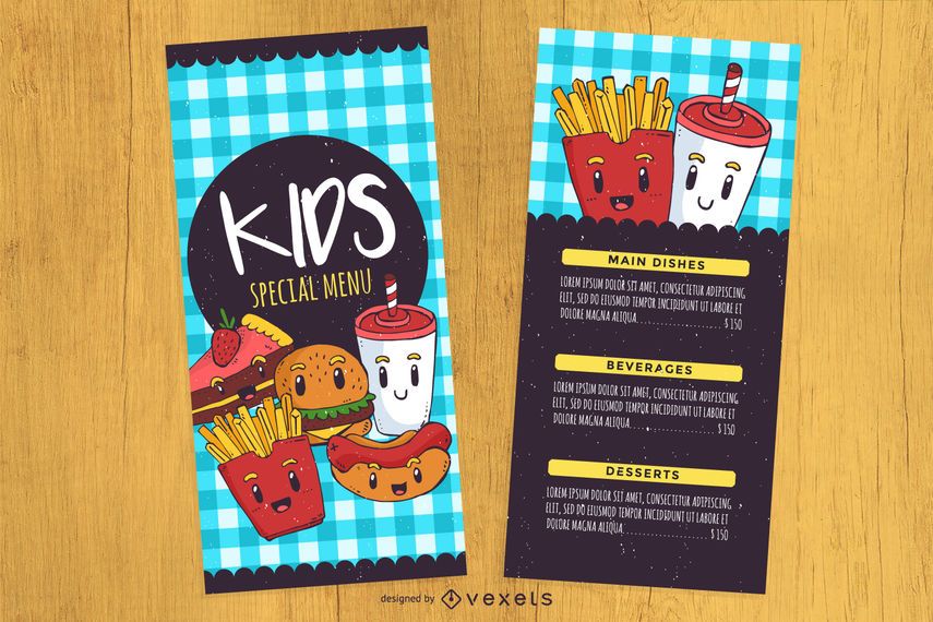 Plantilla de diseño de menú infantil Plantilla de diseño de menú infantil
