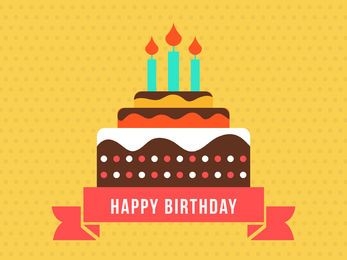 Happy Birthday card with flat cake