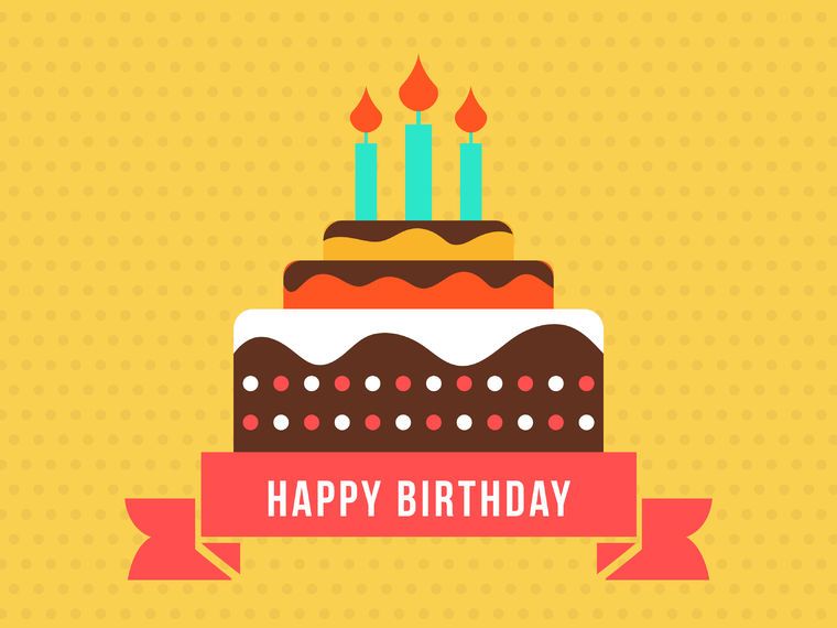 Happy Birthday card with flat cake Happy Birthday card with flat cake