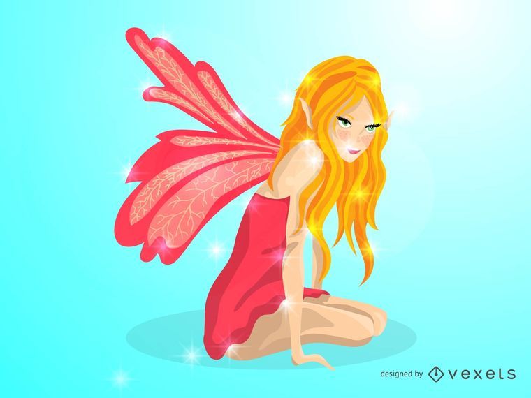 Cute illustrated fairy in pink Cute illustrated fairy in pink