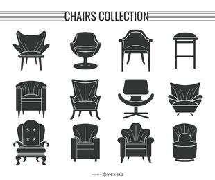 Conjunto de silueta de silla y sofá