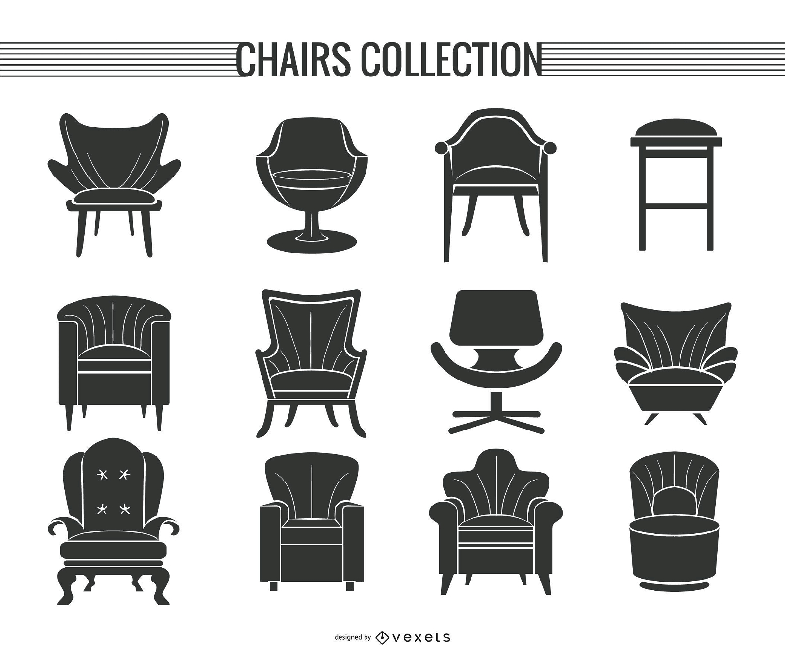 Chair and sofa silhouette set