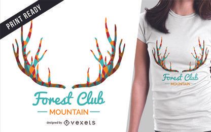 Diseño de camiseta de ciervos y letras.