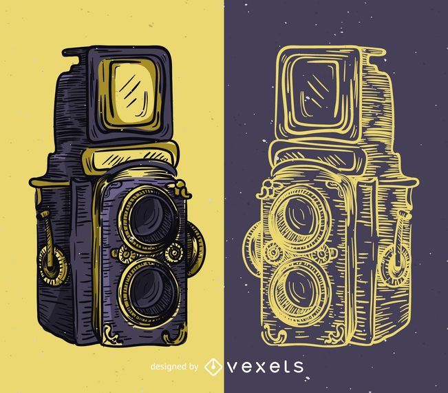 Ilustração de câmera vintage médio formato Ilustração de câmera vintage médio formato