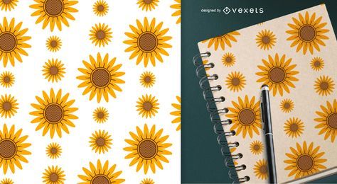 Patrón de ilustraciones de girasol simple