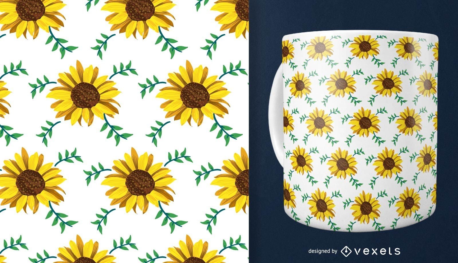Delicate sunflower seamless pattern