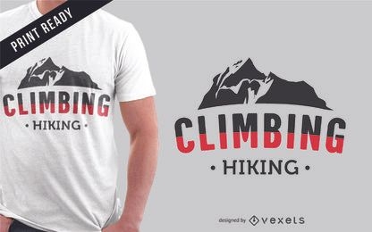 Diseño de camiseta escalando montañas.