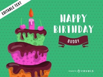 Birthday greeting card design with cake