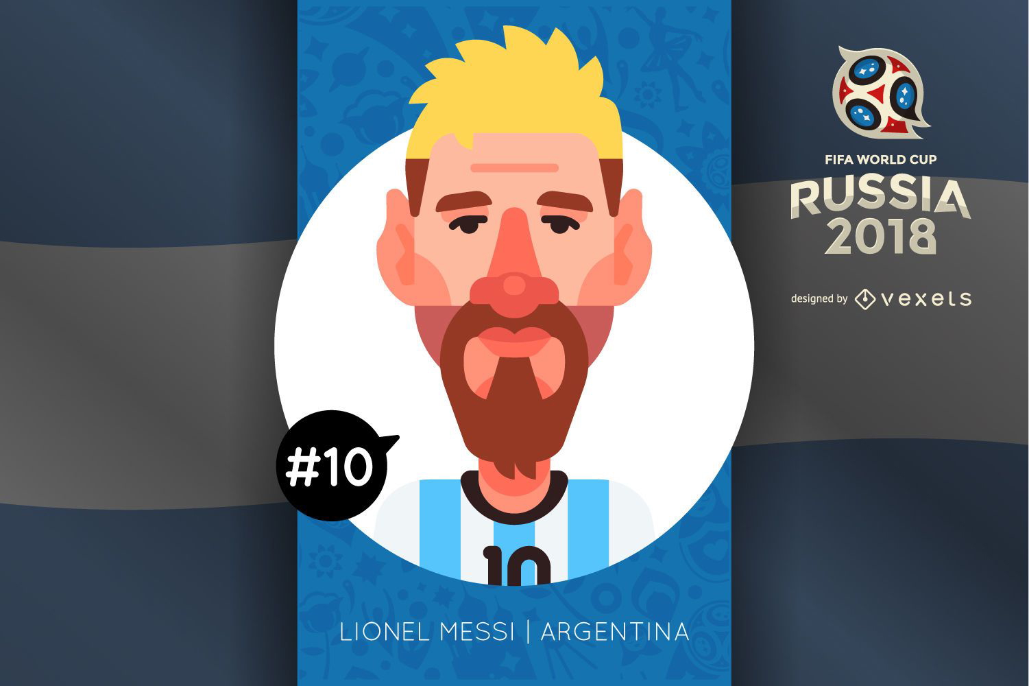 Lionel Messi Russia 2018 cartoon